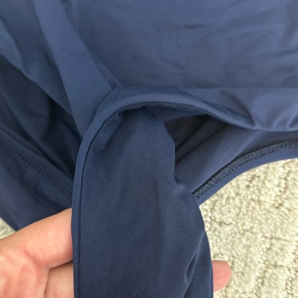 Trina Turk navy blue off shoulder ruffle one piece swimsuit modest full coverage - Picture 9 of 10